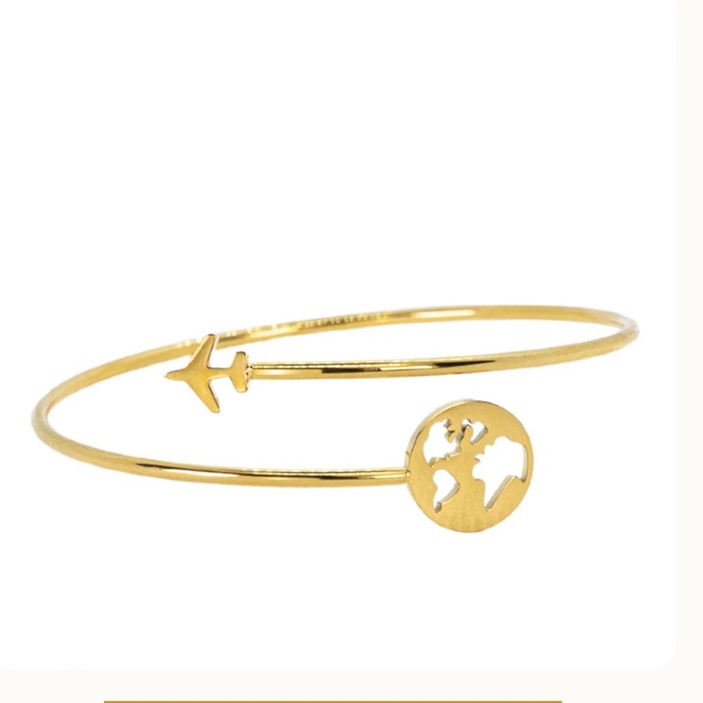 Airplane Bracelet Gold Plated Gift for Travelers